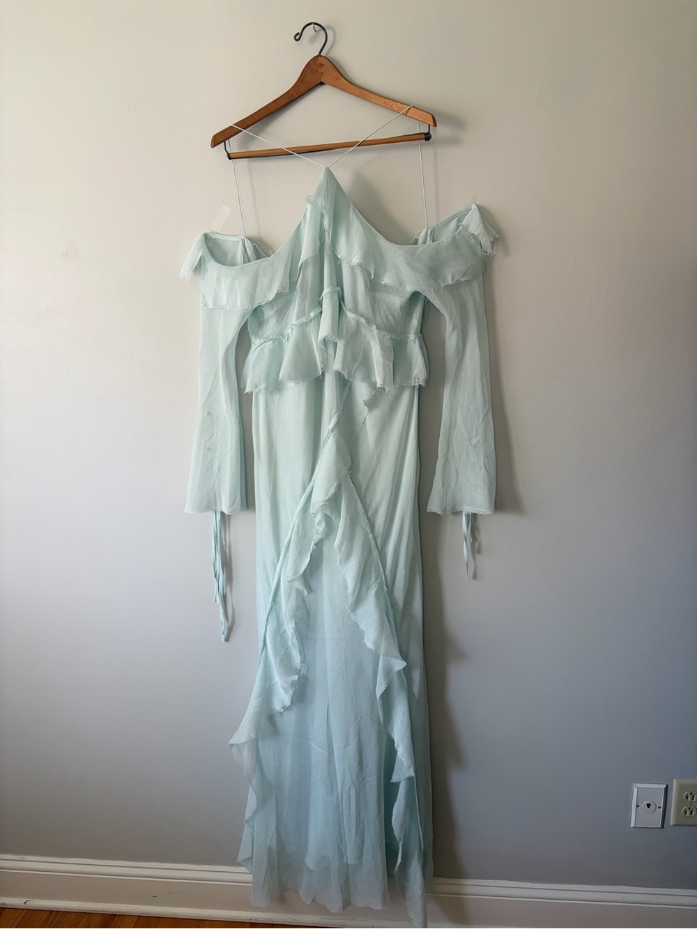 ASOS EDITION Chiffon Halter Cold Shoulder Maxi Dress - Picture 3 of 6